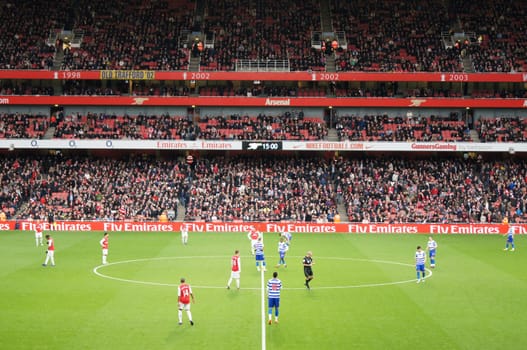 Arsenal football club winning 1-0 against QPR on 31st December 2011