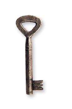 very old key on white background  number 28 on it