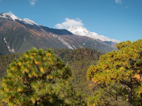 Haba Snow Mountain,Yunnan,China,landscape with snow-capped mountain