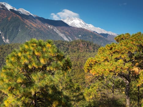 Haba Snow Mountain,Yunnan,China,landscape with snow-capped mountain