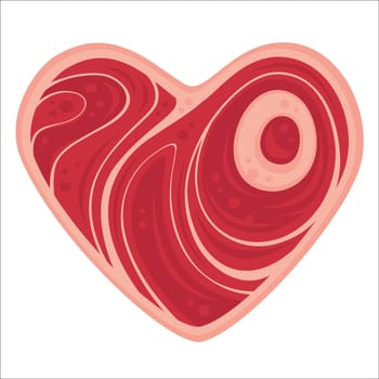 For all of the meat lovers out there. Vector cartoon illustration of a heart-shaped chop of meat.