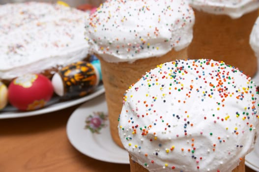 Festive easter cakes and eggs