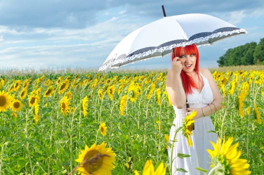 Feminine nature of a young girl in a bright day