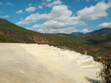 Limestone terraces Baishuitai,China,landmark in the Yunnan region