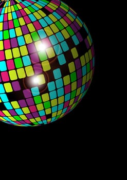 Abstract Background - Glowing Disco Ball on Black Background