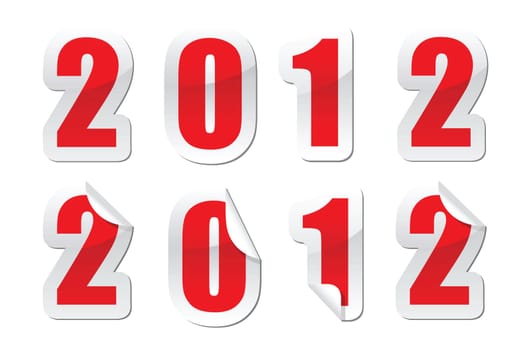 illustrations of stickers for 2012 new year greetings