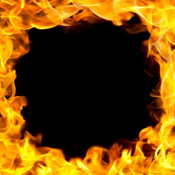 fire flames border, copy space in the center.