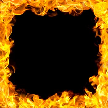 fire flames border, copy space in the center.