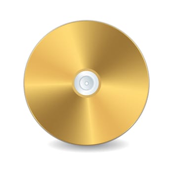A golden compact disc,  isolated object over white background