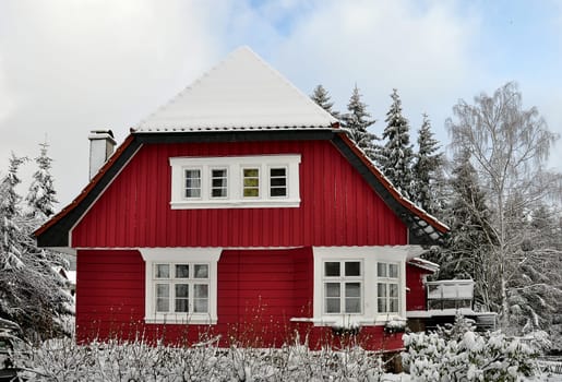 red wooden house