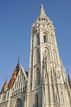 The historic Matthias Church in Buda of Budapest in Hungary