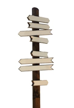 Old wooden signpost with text space for lettering