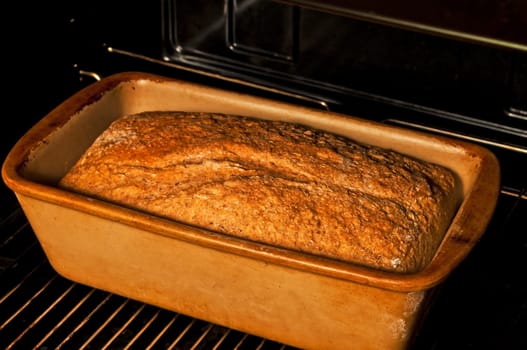 Wholemeal bread in the oven