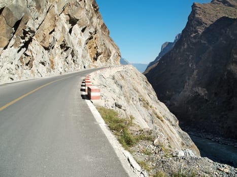 Mountain Road Tiger Leaping Gorge,China,Gorge in Yunnan Province