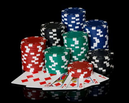 poker chips with cards