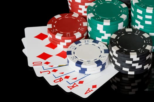 poker chips with cards
