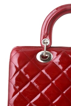 red ladies handbag isolated on  white background