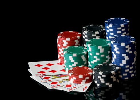 poker chips with cards