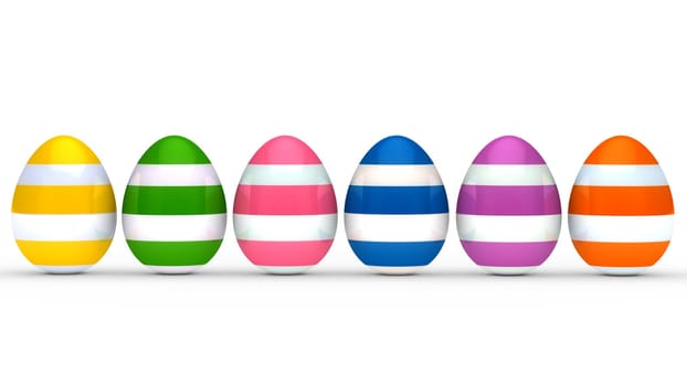 colorful eggs with stripe on with ground