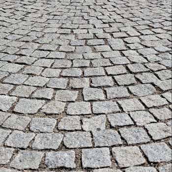 paving stone on old road in Lyon city