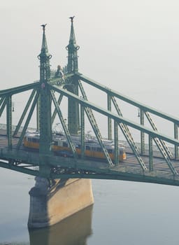 View of Budapest's Liberty Bridge in Hungary in the morning