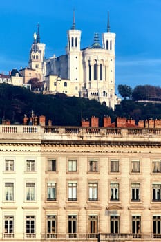 Fourviere basilica and building in Lyon city