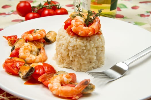 risotto with shrimps and mussels