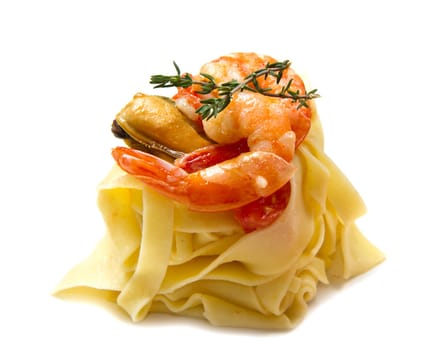 pasta with fresh  shrimp and  mussels
