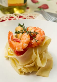 pasta with fresh  shrimp and  mussels