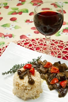 risotto with tomaotes and mushrooms