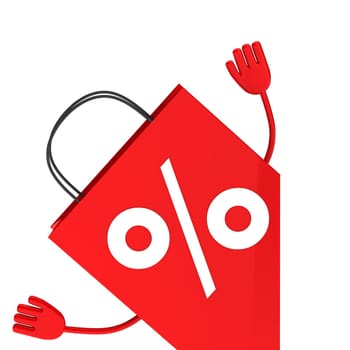 Red sale percent bag wave behind wall
