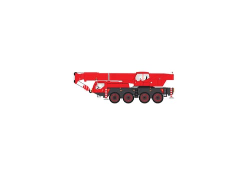 A Vector Image of a Red and Black Four Wheeler Mobile Crane