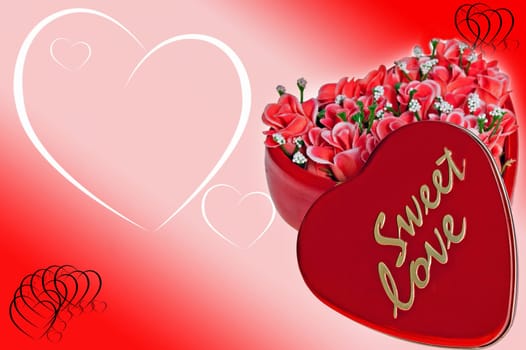 Heart of roses on Valentine&#039 s background