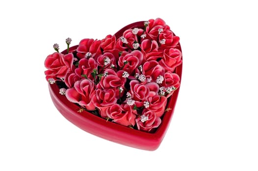 A heart filled with roses on Valentine&#039 s Day