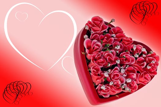 Heart of roses on Valentine&#039 s background