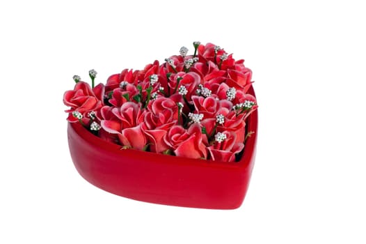 A heart filled with roses on Valentine&#039 s Day
