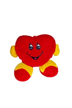 Plush heart on love on a white background