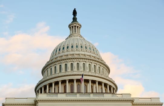 US flag flies in front of the US Capitol in Washington DC