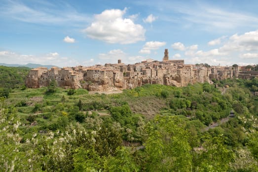 view of the village of Pitigliano in Tuscany