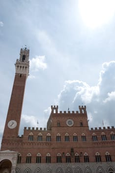Mangia tower in Piazza del Campo in Siena