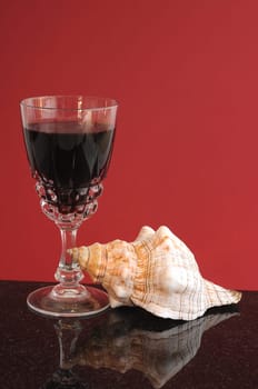 Red wine and mussel