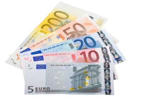 Euro banknotes banknotes fanned