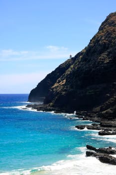 Lighthouse on the cliffs in Hawaii