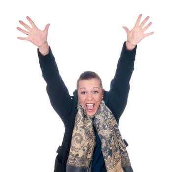 Young woman cheering