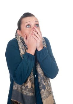 Young woman is afraid