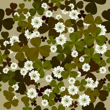 A seamless floral pattern with clovers, background tile for Saint Patrick&#039 s Day