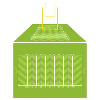 American football field view from above and perspective.