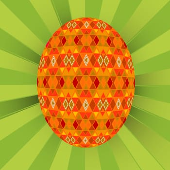 Colored egg over a green  background