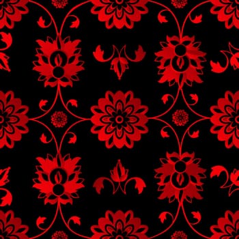 Red floral background, seamless pattern