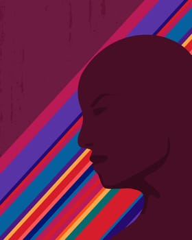 Silhouette of an african-american male, retro background.